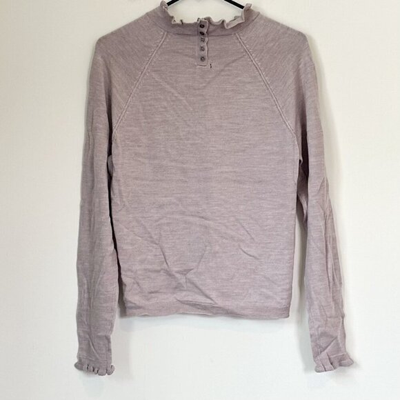 Free People Womens Ruffled Pullover Sweater in Lilac - Picture 3 of 11